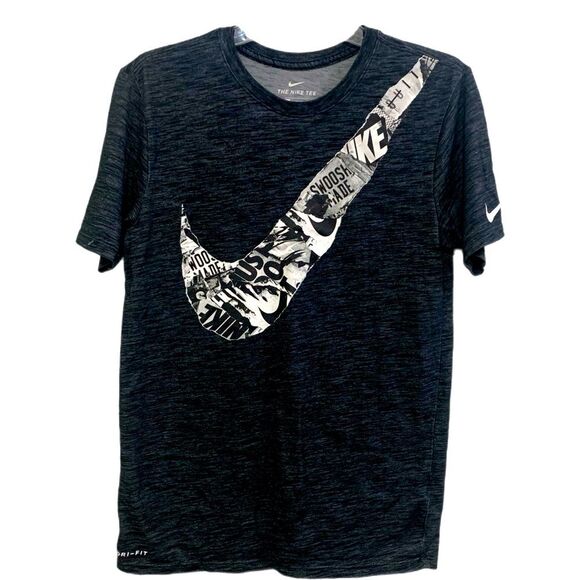 NIKE DRI-FIT SHORT SLEEVE GRAPHIC T-SHIRT BLACK BOY’S YOUTH SMALL. - Picture 1 of 10
